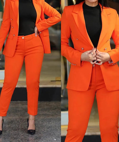 Sets for Women 2 Pieces 2023 Autumn Fashion Notched Neck Long Sleeve Blazer & Elegant High Waist Work Pants Set Office Lady Good Vibrations