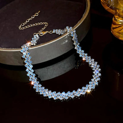 Luxury Shiny Full Rhinestone Choker Necklace for Women Personalized Geometric Crystal Necklaces Wedding Jewelry Party Gifts Good Vibrations Adult Super Store