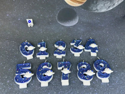 Number Birthday Candles Cake Party Decoration Birthday Candles Planet Universe Blue Boys and Girls Number0-9 Star Blue Party
