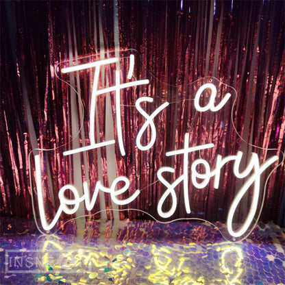 It's a Love Story Neon Light Sign for Wedding Party Wall Decor LED Neon Signs Room Bedroom Wall Decoration Neon Lamp USB Power Good Vibrations