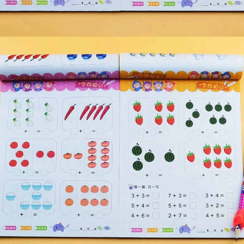 80Pages / Book of Children  Addition and Subtraction Learning Math Students Handwriting Preschool Mathematics Exercise Books Good Vibrations