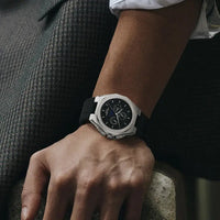 Sporty Men Wristwatch Chronograph Watch Function 3 Eyes Luminous hands Stainless Steel Case Soft Silicone Strap Reloj Good Vibrations