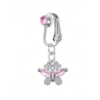Fake Belly Ring Bell Button Rings Fake Belly Piercing Love Heart Butterfly Dangle Clip On Umbilical Navel Cartilage Earring Clip Good Vibrations Adult Super Store