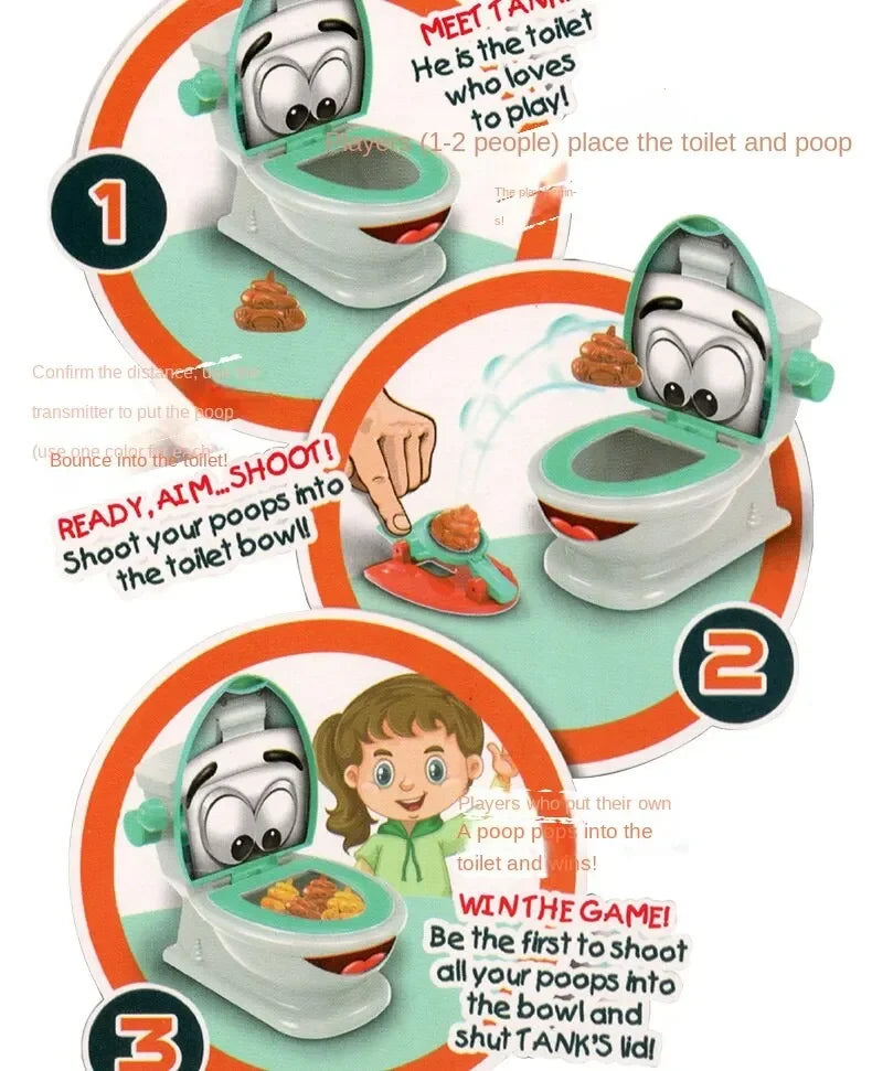 1 Set Poop Shooter Toy Funny Toilet Toy Family Party Relaxation Parent Child Interactive Game Tabletop PK Creative Catapult Game Good Vibrations