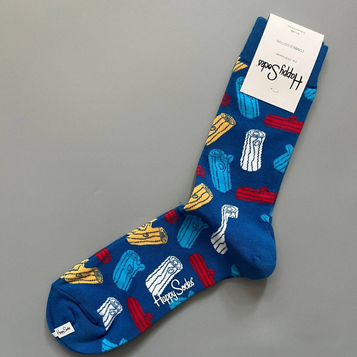 Cotton Happy Socks Men's Classic Crew Sock Shoe Size 10 - 13 Soft Good Vibrations
