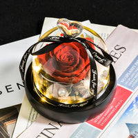 Gifts for Girls Eternal Flowers In Heart Glass Dome with Led Light Forever Preserved Rose Wedding Gift for Mom Women Girlfriend Good Vibrations