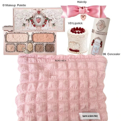 Makeup Set Flower Knows Swan Ballet Series Six Color Eyeshadow Palette Embossed Blusher Shine Lipstick Kit Maquiagem With Bag Good Vibrations