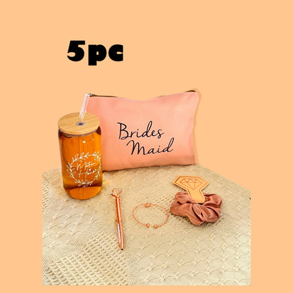Bridesmaid Proposal Wedding Gifts Set Maid of Honor Gifts Bridal Shower 16oz Glass Cups Cosmetic Makeup Bags Good Vibrations