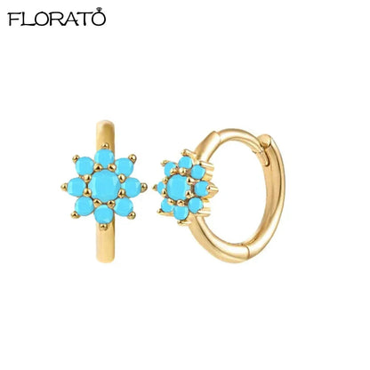 925 Sterling Silver Needle Summer Blue Earrings Trend 18K Gold Hoop Earrings for Women Fashion Puncture Jewelry Ear Accessories Good Vibrations