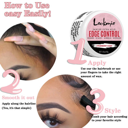Women and Kid 30g Edge Control Gel Long Lasting Hold Control Wax Natural Finishing Anti-frizz Hair Wax Smoothing Styling Pomade Good Vibrations
