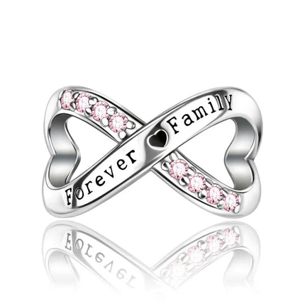 925 Sterling Silver Forever Family Infinite Love Beaded Charm Fit Original Bracelet Diy Fine Jewelry Making Gift Good Vibrations
