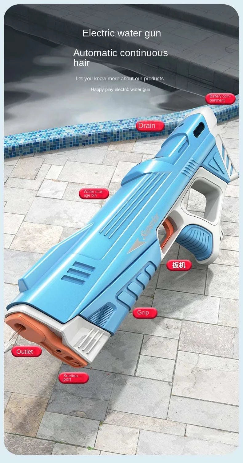 43cm Full Electric Automatic Water Storage Gun Toys Portable Children Summer Beach Outdoor Fight Fantasy Toys for Boys Kids Game Good Vibrations