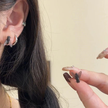 Funny Prank Flies Stud Earrings For Women Realistic Simulation Insect Small Fly Earrings Halloween Party Abstract Jewelry Gifts Good Vibrations