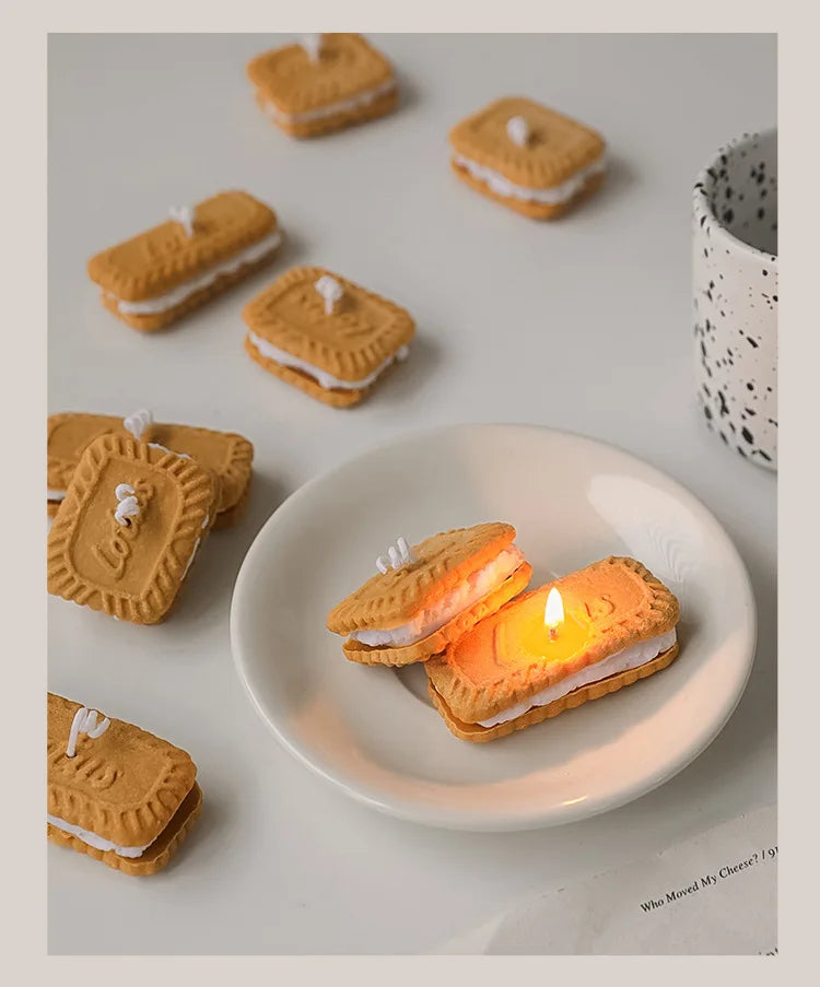 Cute Handmade Biscuit Candle Scented Candle Aromatherapy Soy Wax Candle Wedding Birthday Candles Party Home Decoration Good Vibrations