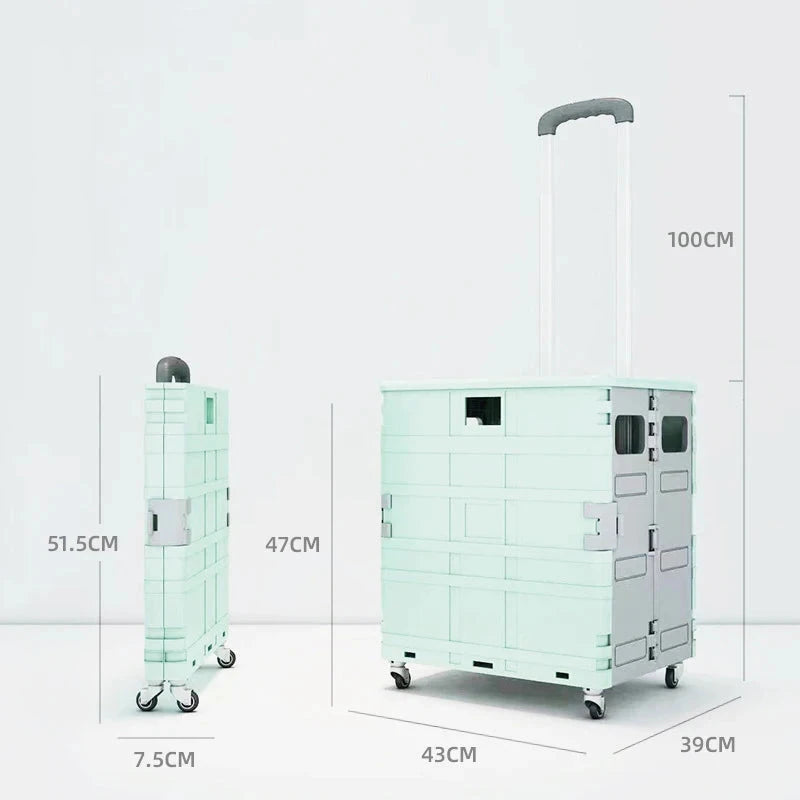 Lightweight Brushed Trolley Luggage Trolley Express Folding Shopping Cart for Climbing Stairs Home Hand Pull Good Vibrations