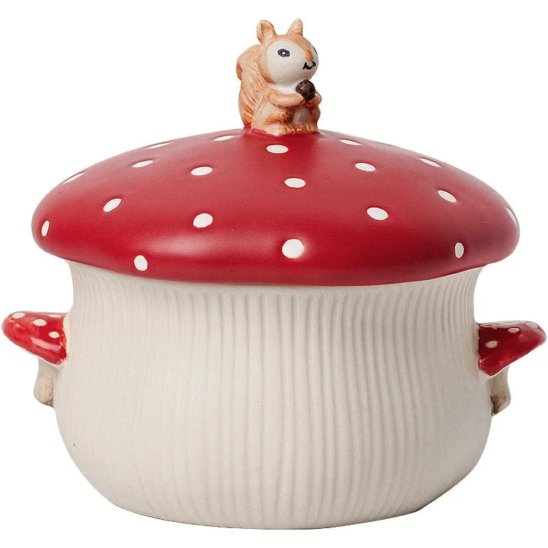Cute Red Mushroom Ceramic Tableware Coffee Cup Afternoon Tea Set Creative Cartoon Pastry Plate Rice Bowl Salad Plate Dinner Dish Good Vibrations