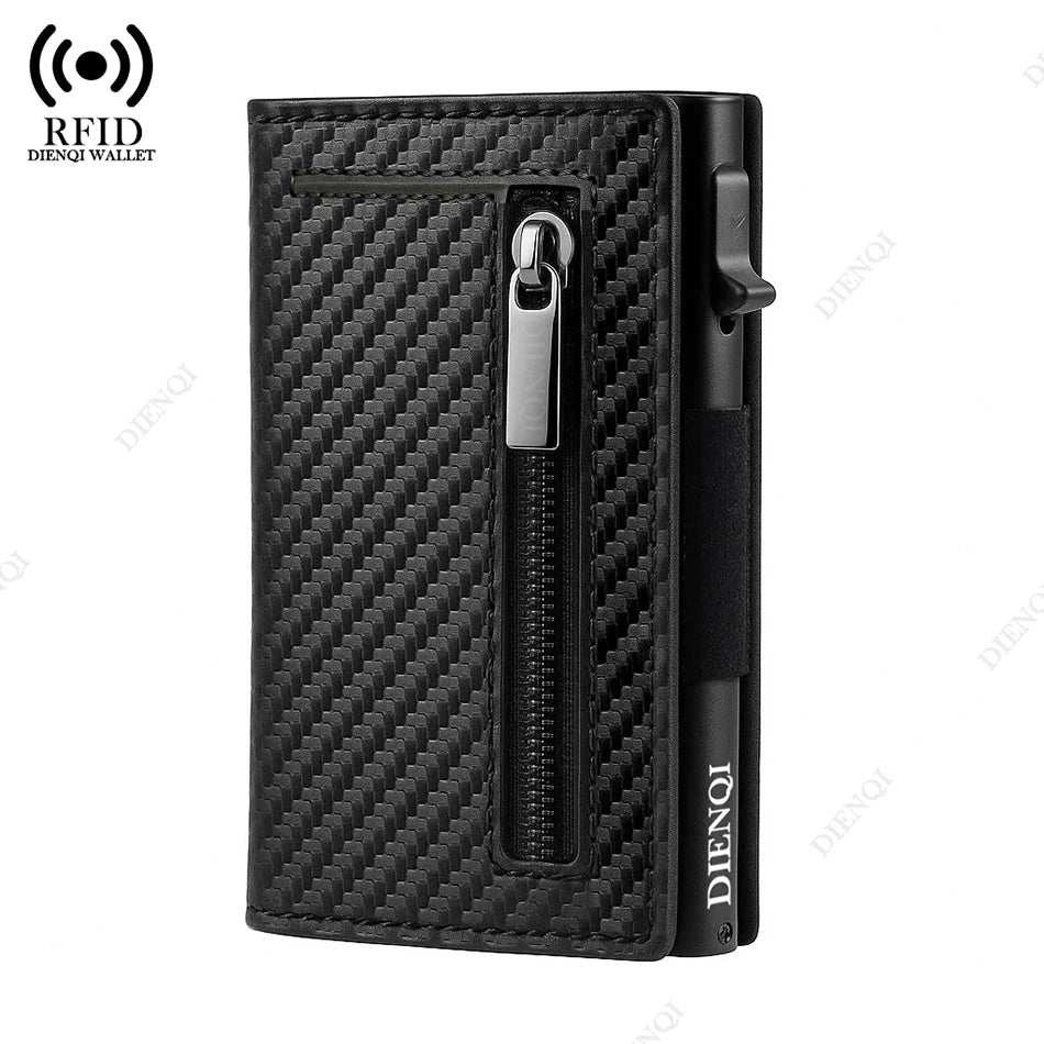 Magnetic Credit Card Holder Luxury Men Wallet Rfid Blocking Pop Up Minimalist Wallet Leather Bank Cardholder Case Vallet for Men Good Vibrations