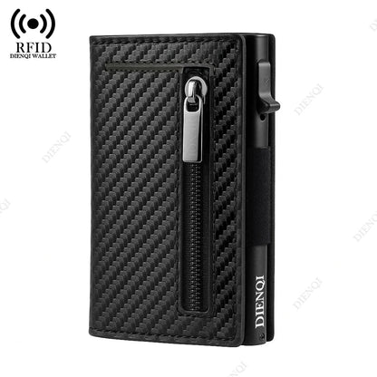 Magnetic Credit Card Holder Luxury Men Wallet Rfid Blocking Pop Up Minimalist Wallet Leather Bank Cardholder Case Vallet for Men Good Vibrations