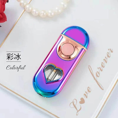 Metal Love Double Flame Butane Gas Lighter 