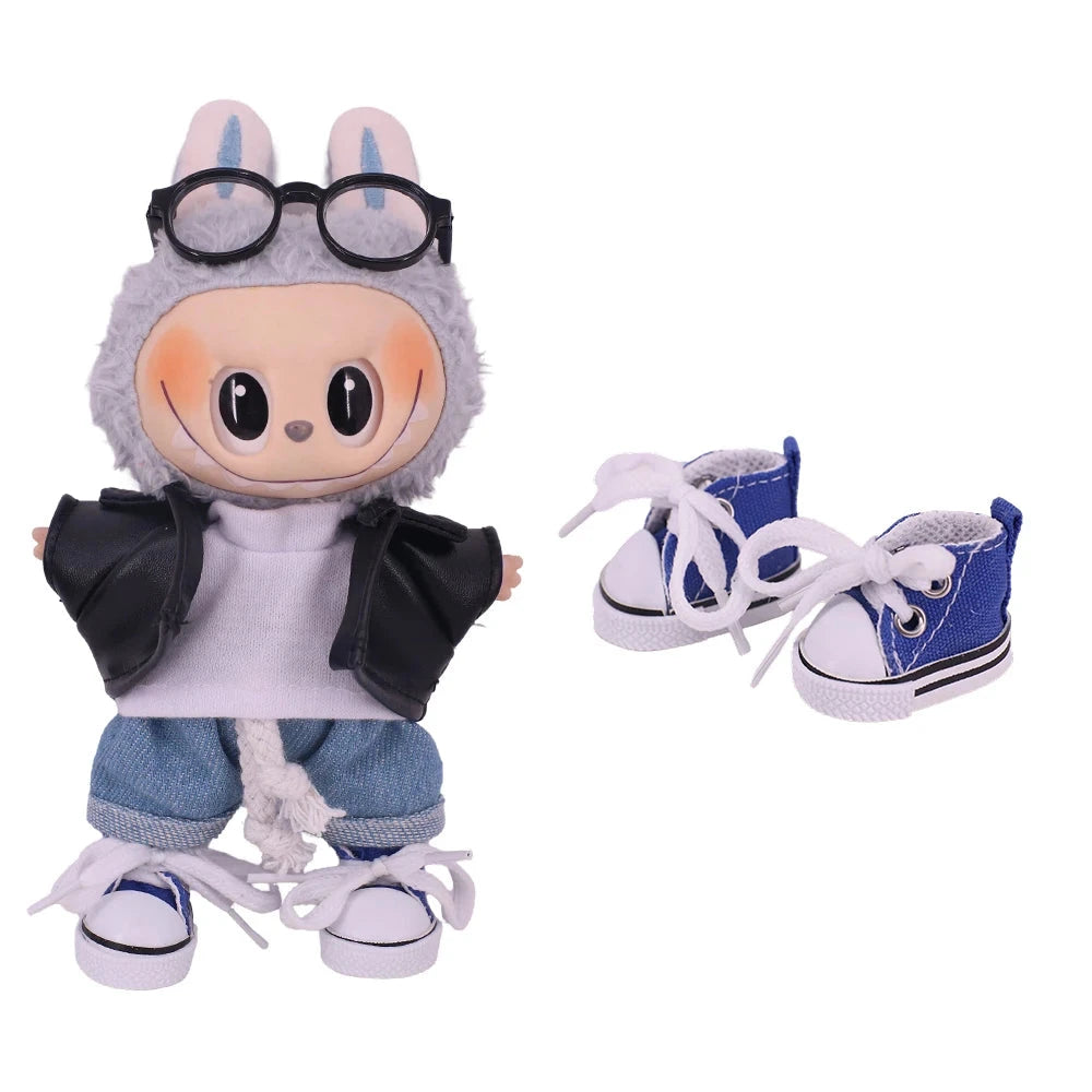 3.8cm Doll Shoes For labubu 17cm Plush Doll Clothes Accessories Girl's Toys ,Christmas Festival Birthday Gift Good Vibrations