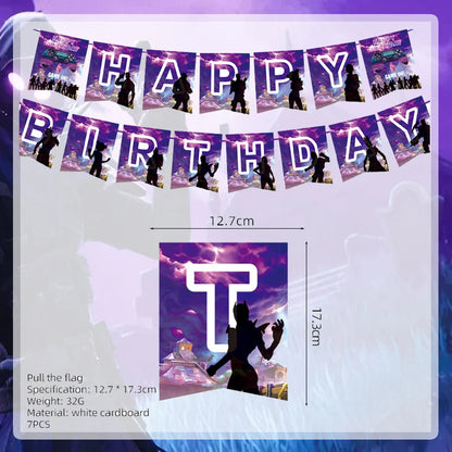 Video Game Fortnitions Birthday Party Decoration Cartoon Alpaca Llama Plate Tablecloth Baby Shower Kids Favors Party Supplies Good Vibrations