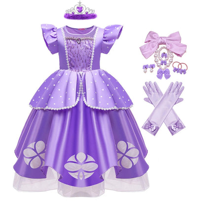 Girls Sofia Princess Dress Birthday Party Costume Kids Summer Purple Sophia Vestido Baby Halloween Cosplay Luxury Gown Good Vibrations