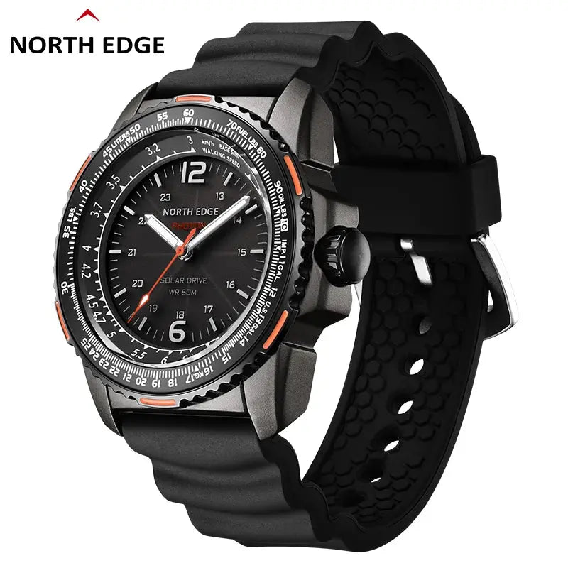 NORTH EDGE PHOTON Men Digital Military Watch Waterproof 50M Men's Sport Wristwatches Solar Power Luminous Enviormentally Clock Good Vibrations