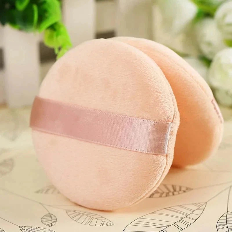 5pcs Round Facial Powder Foundation Puff ,Portable Soft Cosmetic Puff For Makeup Application, Beauty Tool Essential Make Up Good Vibrations