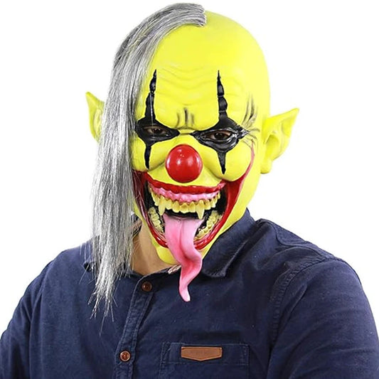 Halloween Mask -  Green Horror Clown Mask with Hair, Terrifying Halloween Costume Face Mask for Adults Party Disguise Good Vibrations