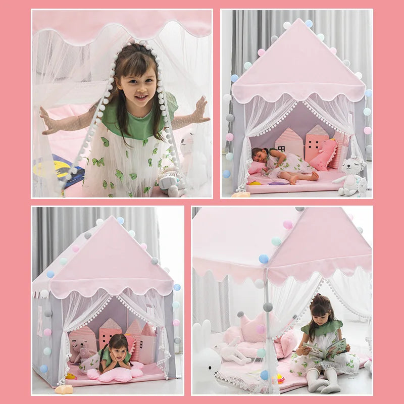 1.35M Large Portable Children Toy Tent Wigwam Folding Kid Tents Tipi Baby Play House Girls Pink Princess Castle Child Room Decor Good Vibrations