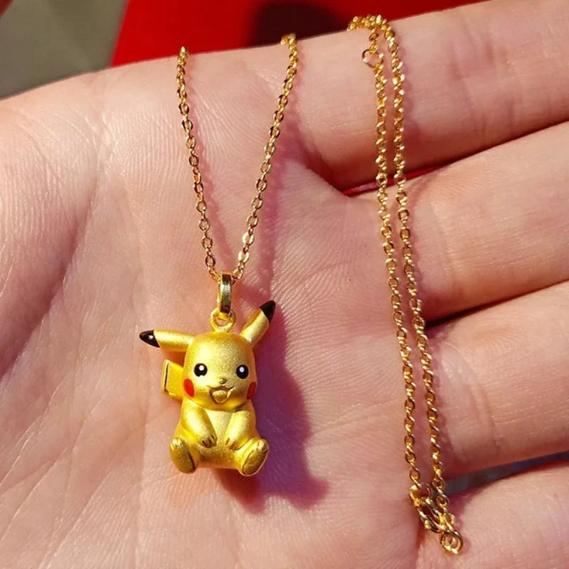 Pikachu Necklace Golden Anime Chain Fashion Cute Men Women Pendant Decoration Aesthetic Kawaii Boys Girls Kids Cute Jewelry Gift Good Vibrations