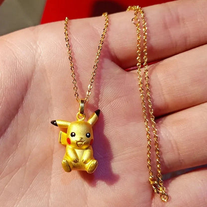 Pikachu Necklace Golden Anime Chain Fashion Cute Men Women Pendant Decoration Aesthetic Kawaii Boys Girls Kids Cute Jewelry Gift Good Vibrations