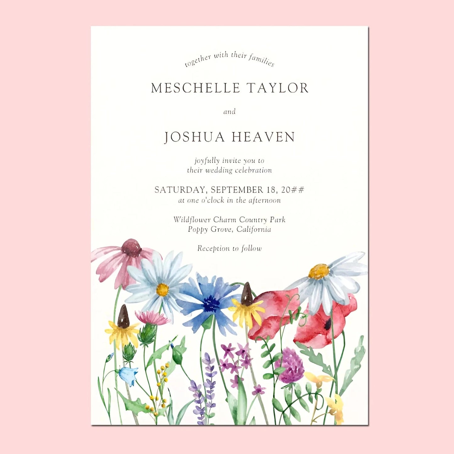 20pcs Country Wedding Invitation, Personalized Wedding Invitation Card, Wedding Invitations for Elegant Wildflowers Good Vibrations