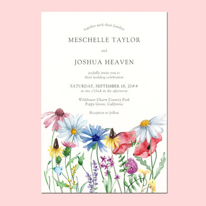 20pcs Country Wedding Invitation, Personalized Wedding Invitation Card, Wedding Invitations for Elegant Wildflowers Good Vibrations