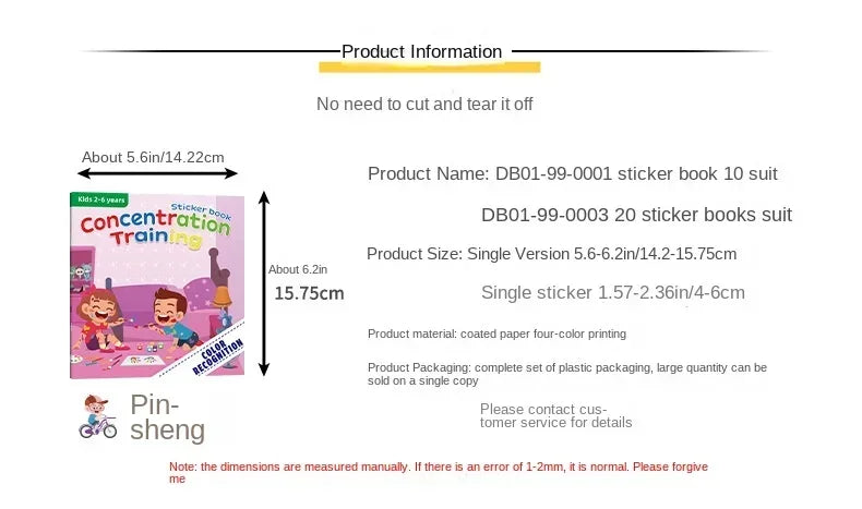 10/20 Volumes of New Sticker Book Focus Potential Development Stickers Children Enlightenment Baby Early Education Book Good Vibrations