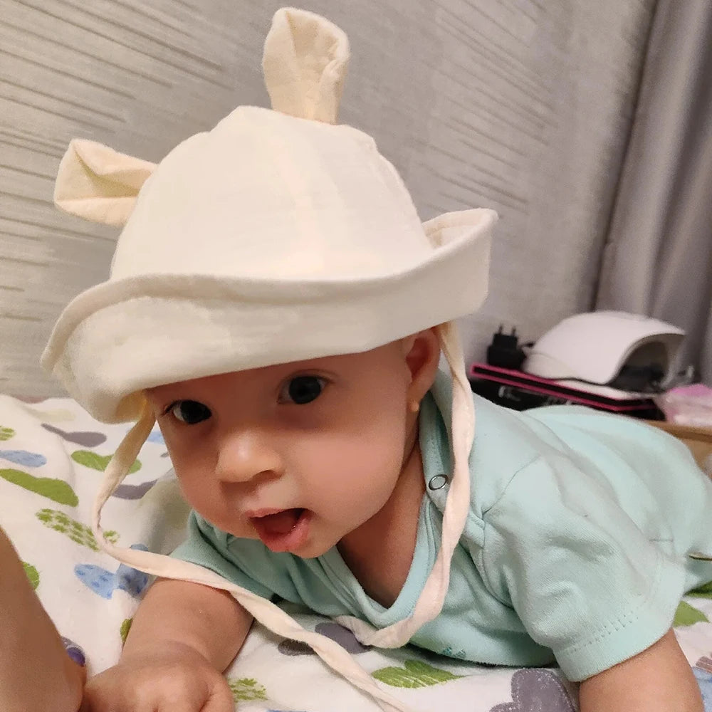 Hot Sell Soft Cotton Baby Bucket Hat Cute Ear Baby Girl Boys Hat Summer Autumn Kids Sun Panama Hat Outdoor Caps For 3-12 Months Good Vibrations