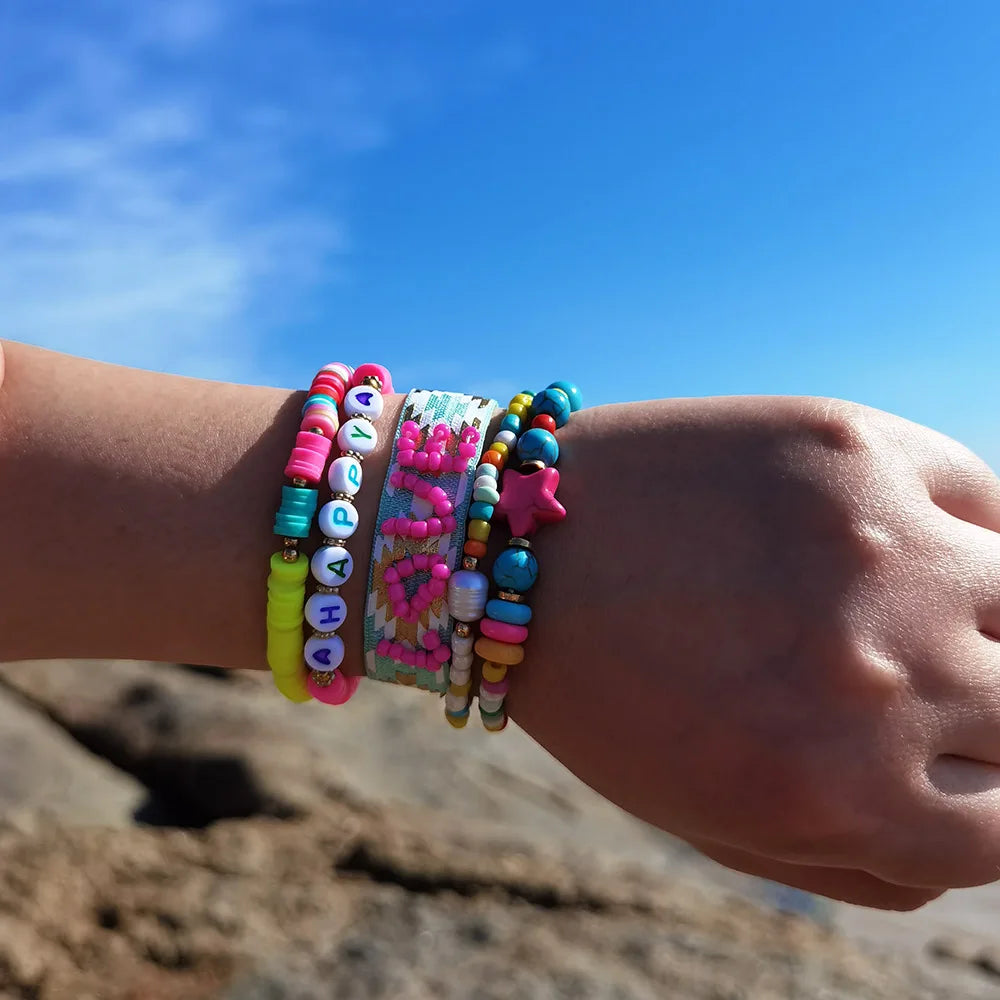 Bracelets Women Evil Eye Bracelet Summer Boho Tassel Chic Beads Pulseras Mujer Bohemian Jewelry Handmade Gift Good Vibrations