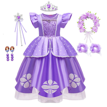 Girls Sofia Princess Dress Birthday Party Costume Kids Summer Purple Sophia Vestido Baby Halloween Cosplay Luxury Gown Good Vibrations