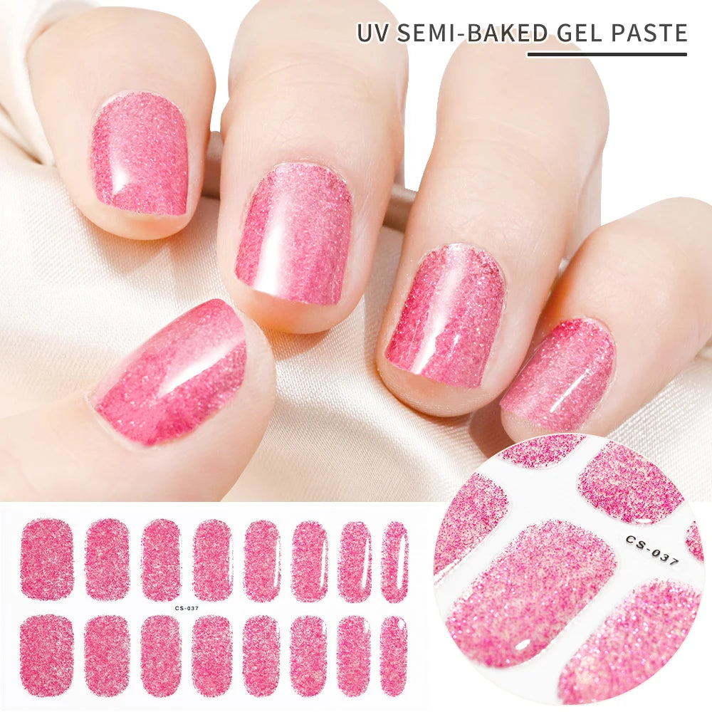 UV Semi-Cured Gel Nail Wraps Stickers Strips French Long Lasting Full Cover LED Gel Semi Cured Nail Sliders For Nail Extension & Good Vibrations