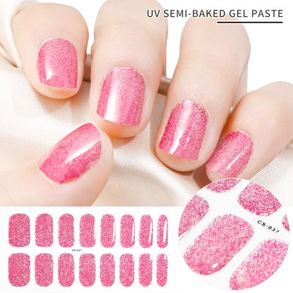 UV Semi-Cured Gel Nail Wraps Stickers Strips French Long Lasting Full Cover LED Gel Semi Cured Nail Sliders For Nail Extension & Good Vibrations