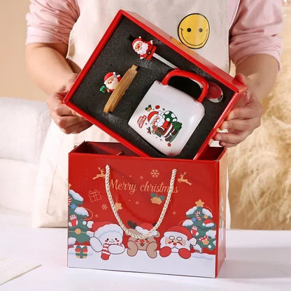 Christmas gift Ceramic mug gift box ceramic mug  mug with lid with spoon Mug set cup cup Coffee cup Christmas cup Good Vibrations