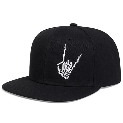 Unisex Skeleton Fingers Embroidery Hip-hop Hats Spring Autumn Outdoor Adjustable Casual Baseball Caps Sunscreen Hat Good Vibrations