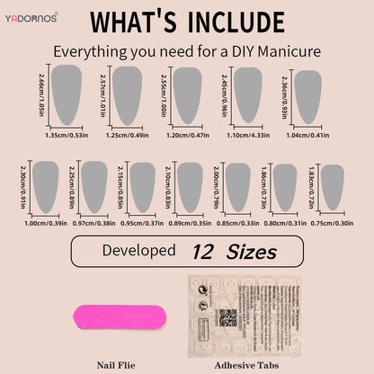 24Pcs Almond Fake Nails Orange Leopard Printed Press on Nails Full Cover Acrylic False Nails Patch for Women DIY Manicure Art Good Vibrations