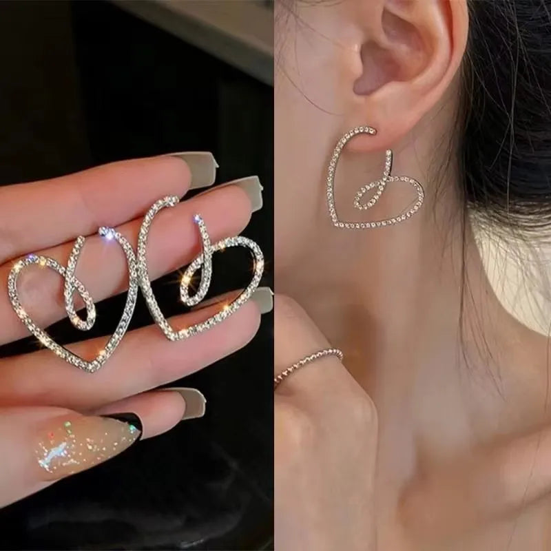 925 Silver Needle Korean Fashion Zircon Geometric Earrings For Women Jewelry 2026 Trending Luxury Crystal Cross Stud Earrings Good Vibrations
