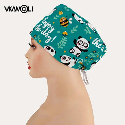 Surgical hats with various prints of rabbits dogs animals designed as hair care hats for doctors and nurses scrub hat Good Vibrations