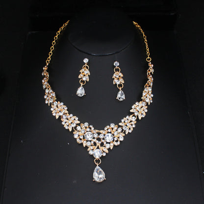Luxury Crystal Wedding Bridal Jewelry Sets Women/Girl Gold Color Tiara/Crown Earrings Choker Necklace Bride Jewelry Set Good Vibrations Adult Super Store