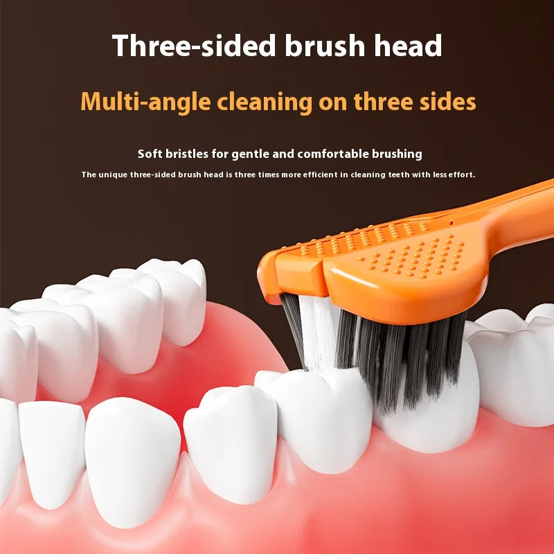 4 Gift Boxes of Three-Sided Toothbrushes in a Gift Box, Wrapped Soft-Bristled High-Efficiency Toothbrush, Deep Cleaning Cloth for Injury Gums, Special for Sensitive Gums, High-End Gift Boxes for Family Wear, a Must-Have Gift Good Vibrations