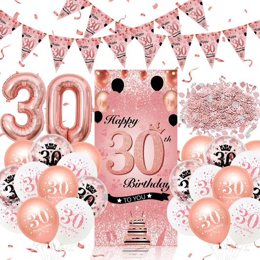 30th 40th 50th Birthday Decorations Women 30th Birthday Balloon Rose Gold Happy Birthday Banner 40th Happy Birthday Balloon Good Vibrations