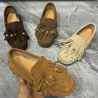 Women Flat Shoes Plus Size Casual Female Mullers Leather Women Loafers Fashion Tassels Designer Women Shoes Good Vibrations