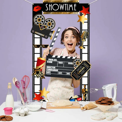 Movie Night Party Decorations Movies Theme Photo Booth Props Show Time Banner Movie Night Party Backdrop Film Party Supplies for Good Vibrations
